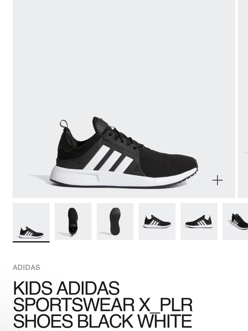 adidas Black & White Kids Athletic Sneakers